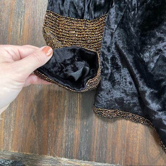NWT Soft Surroundings black velvet brown beaded embroidered sequin jacket XS - Picture 12 of 13